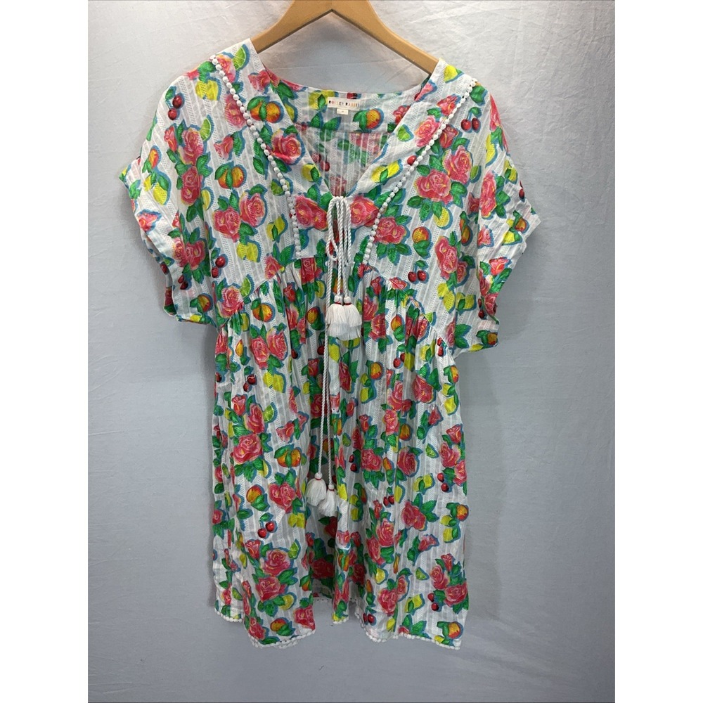 Roller Rabbit Pamela mini baby doll‎ tunic swim cover Dress Sz M Floral Tiered